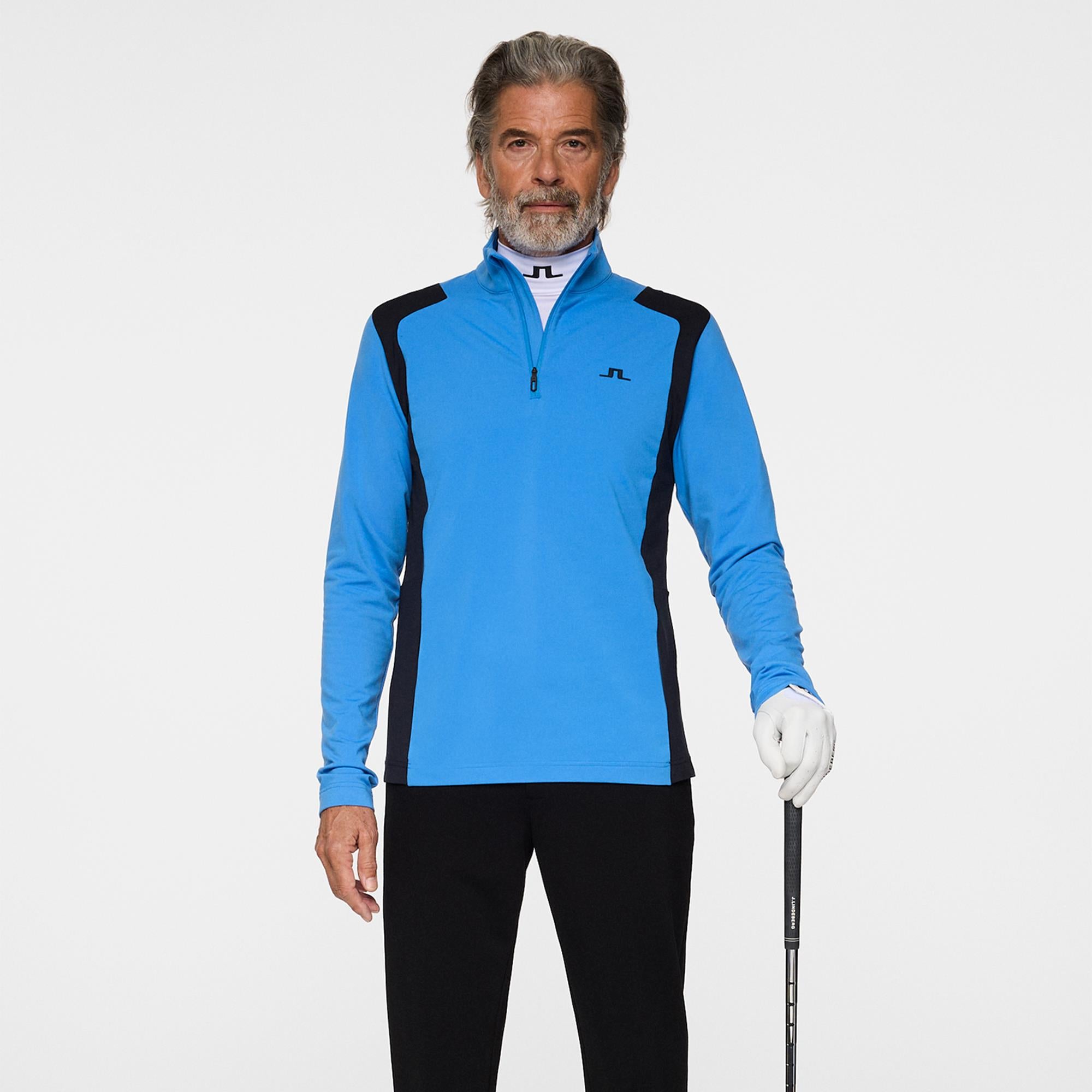 J Lindeberg Lukas Quarter Zip Mens Golf Mid Layer Sonic Blue